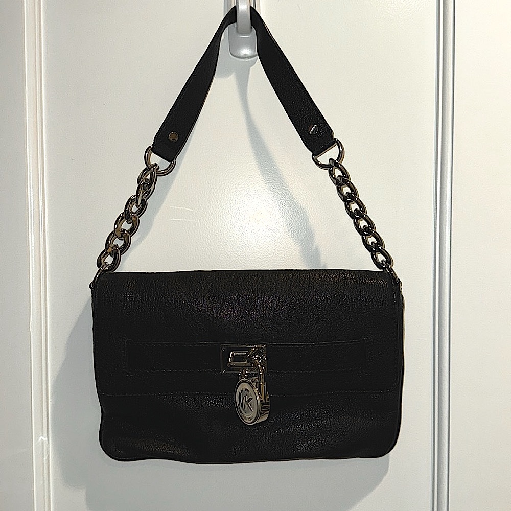 Michael Kors Black Shoulder Bag with Gold Hardware